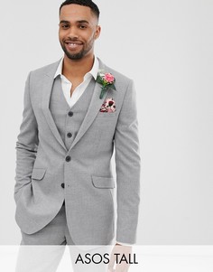 Серый фактурный пиджак приталенного кроя ASOS DESIGN Tall wedding