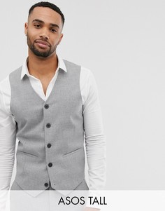 Серый фактурный жилет приталенного кроя ASOS DESIGN Tall wedding