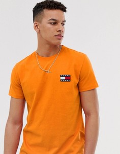 Ярко-оранжевая футболка с нашивкой в виде логотипа-флага Tommy Jeans - Оранжевый