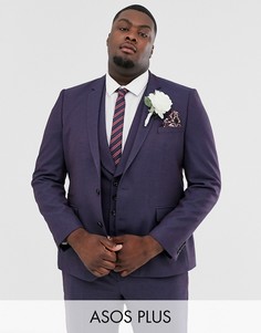 Свадебный приталенный пиджак из саржи ягодного цвета ASOS DESIGN Plus - Красный