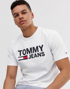 Белая классическая футболка с логотипом на груди Tommy Jeans - Белый
