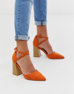 Оранжевые туфли на наборном каблуке RAID Aubrey