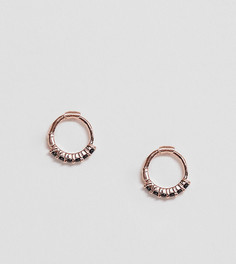 Серьги-кольца с покрытием розовым золотом и черными камнями Astrid & Miyu - Золотой