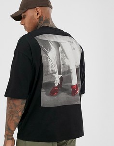 Oversize-футболка с большим принтом на спине ASOS The Wizard of Oz - Черный