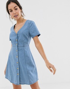 Джинсовое чайное платье на пуговицах ASOS DESIGN - Синий