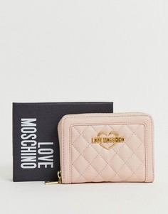 Розовый стеганый кошелек Love Moschino - Розовый