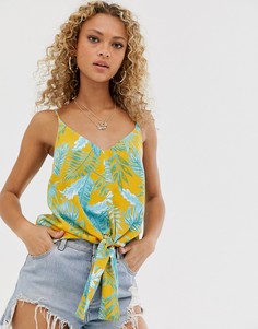 Топ на бретельках с лиственным принтом и узлом ASOS DESIGN - Мульти