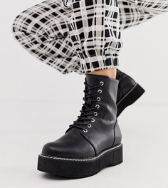 Черные ботинки на шнуровке для широкой стопы ASOS DESIGN Alva - Черный