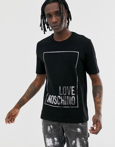 Черная футболка с логотипом металлик Love Moschino - Черный