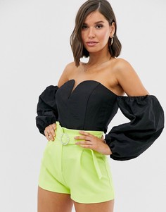 Топ с открытыми плечами и вырезом сердечком ASOS DESIGN - Черный