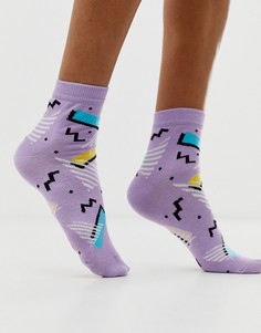 Носки с принтом в стиле 80-х ASOS DESIGN - Фиолетовый
