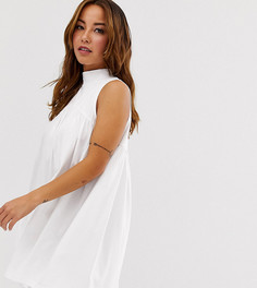 Свободное платье мини с высоким воротом и без рукавов ASOS DESIGN PETITE - Белый