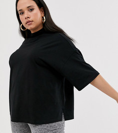 Черная футболка с высоким воротом и короткими рукавами ASOS DESIGN Curve - Черный