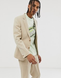 Светло-бежевый зауженный пиджак из крепа ASOS DESIGN - Светло-бежевый