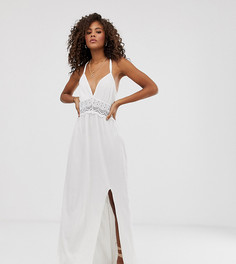 Приталенное платье макси со вставкой кроше ASOS DESIGN Tall - Белый
