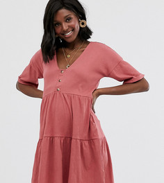 Фактурное свободное платье на пуговицах с ярусной юбкой ASOS DESIGN Maternity - Розовый