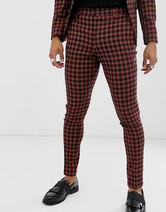 Супероблегающие брюки в сине-оранжевую клетку ASOS DESIGN - Темно-синий