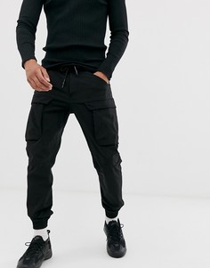 Черные брюки карго с кромкой манжетом Jack & Jones Intelligence - Черный