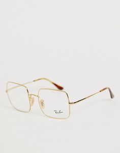 Большие очки в квадратной оправе с прозрачными стеклами Ray-Ban 0RX1971V - Золотой