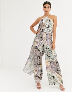 Комбинезон с драпировкой и платочным принтом ASOS DESIGN - Мульти