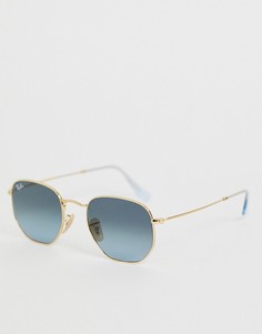 Солнцезащитные очки с синими стеклами Ray-Ban 0RB3548N - Золотой