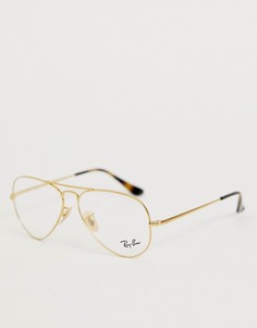 Очки-авиаторы с прозрачными стеклами Ray-Ban 0RX6489 - Золотой