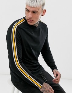 Черный лонгслив из органического хлопка с контрастной лентой ASOS DESIGN - Черный