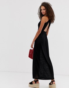 Полупрозрачное платье макси с перекрученной отделкой на спине ASOS DESIGN - Черный