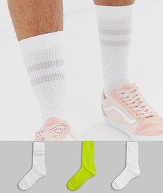 Набор из 3 пар спортивных носков (неоновой расцветки/однотонные/с блестящими полосками) ASOS DESIGN - Мульти