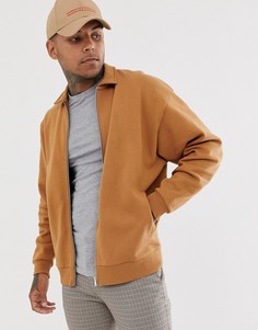 Бежевая трикотажная oversize-куртка Харрингтон ASOS DESIGN - Розовый