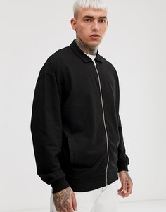 Черная трикотажная куртка Харрингтон ASOS DESIGN - Черный