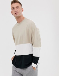 Белый oversize-лонгслив из органического хлопка в стиле колор блок ASOS DESIGN - Белый