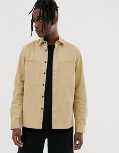 Рубашка в стиле милитари с двумя карманами ASOS DESIGN - Бежевый