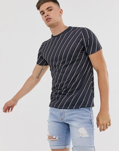 Темно-синяя футболка в диагональную полоску Burton Menswear - Темно-синий
