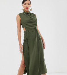 Креповое платье миди с отделкой ASOS DESIGN Tall - Зеленый
