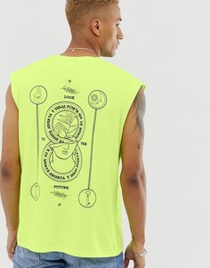 Oversize-футболка без рукавов с принтом и вышивкой ASOS DESIGN - Желтый