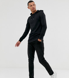 Черный удлиненный обтягивающий худи ASOS DESIGN Tall - Черный