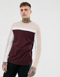 Бордовый лонгслив со вставками колор блок ASOS DESIGN - Красный