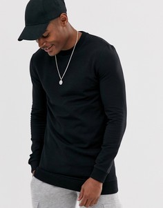 Черный длинный свитшот облегающего кроя ASOS DESIGN - Черный