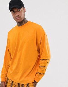Oversize-лонгслив с принтом на спине ASOS DESIGN - Оранжевый