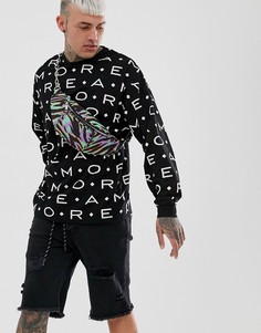 Oversize-лонгслив со сплошным принтом Amore ASOS DESIGN - Черный