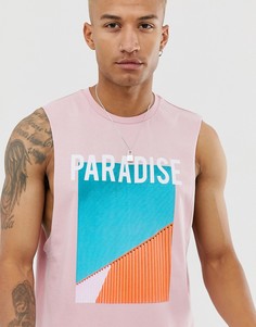 Свободная футболка без рукавов с принтом paradise ASOS DESIGN - Розовый
