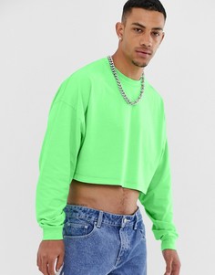 Выбеленный неоново-зеленый укороченный oversize-лонгслив ASOS DESIGN - Зеленый