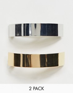 Набор гладких заколок для волос золотистого и серебристого цвета ASOS DESIGN 2 шт.