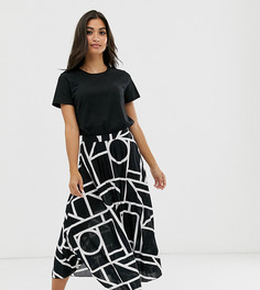 Плиссированная юбка миди с абстрактным принтом ASOS DESIGN Petite - Мульти