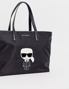 Нейлоновая сумка-тоут Karl Lagerfeld ikonik - Черный