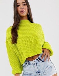 Укороченный джемпер с пышными рукавами In The Style - Зеленый