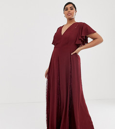 Платье макси с кружевными вставками ASOS DESIGN Curve - Красный