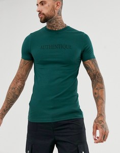 Облегающая футболка с принтом Authentique на груди ASOS DESIGN - Зеленый