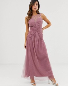 Платье макси с узлом на талии Little Mistress - Розовый